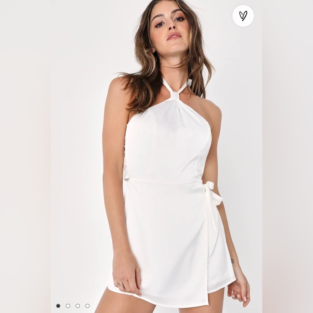 Lulus Alluring Mood Ivory Satin Halter